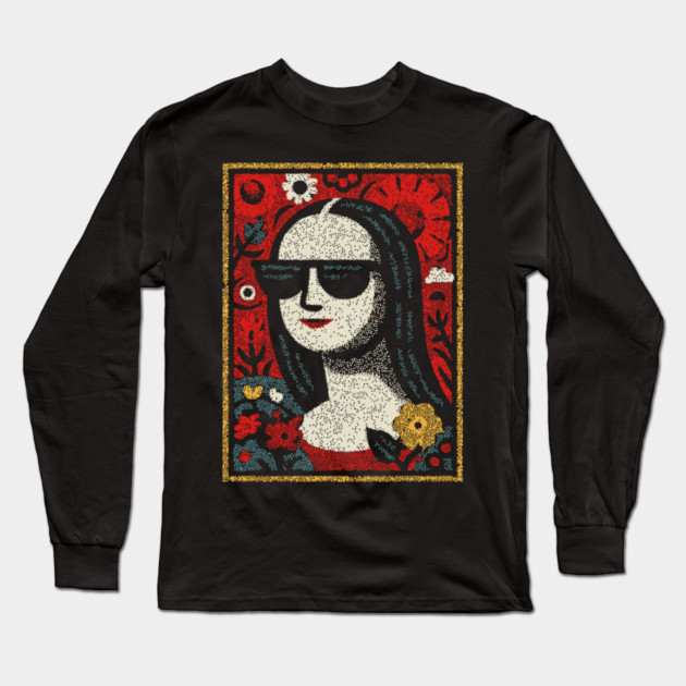 Folk Art Mona Lisa | World Art Day Portrait Long Sleeve T-Shirt by TuncGK