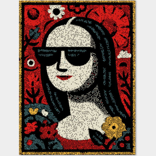 Folk Art Mona Lisa | World Art Day Portrait Wall Art by TuncGK