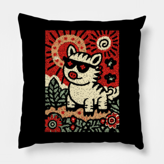 Punk Rock Pig | The Rebellious Farm Animal Pillow by TuncGK