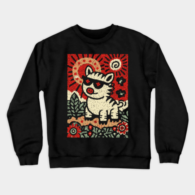Punk Rock Pig | The Rebellious Farm Animal Crewneck Sweatshirt by TuncGK