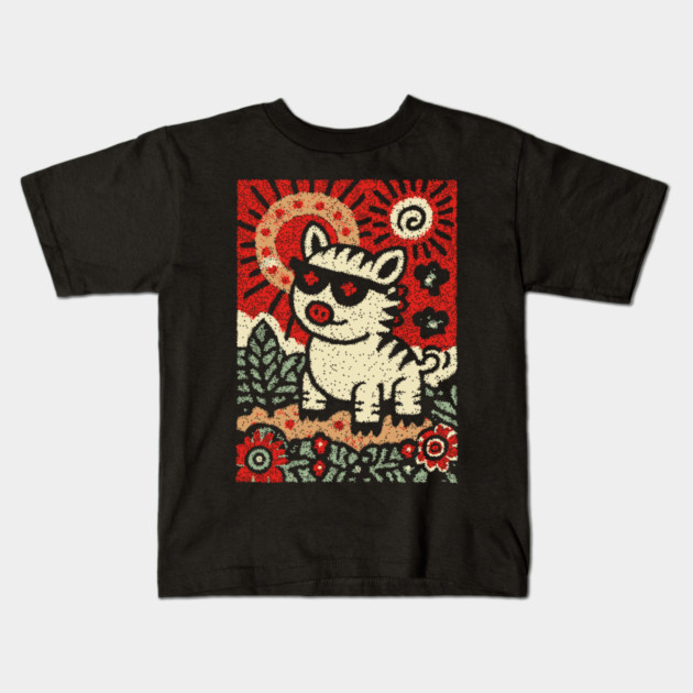 Punk Rock Pig | The Rebellious Farm Animal Kids T-Shirt by TuncGK