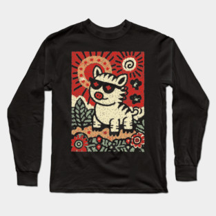 Punk Rock Pig | The Rebellious Farm Animal Long Sleeve T-Shirt