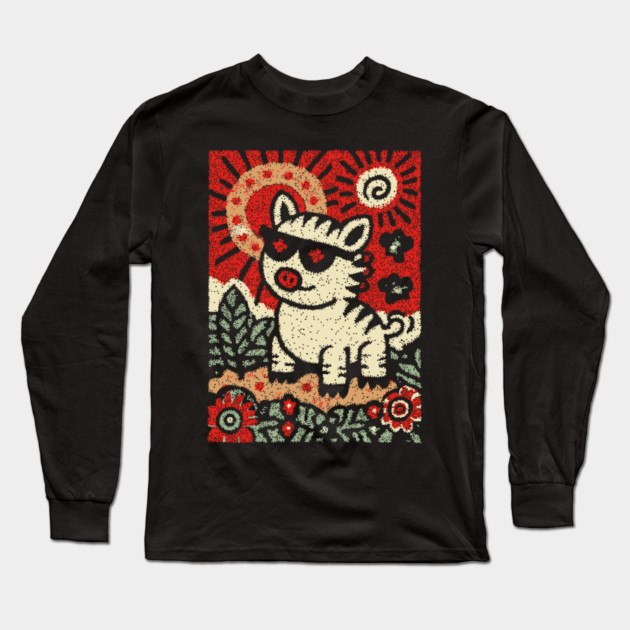 Punk Rock Pig | The Rebellious Farm Animal Long Sleeve T-Shirt by TuncGK