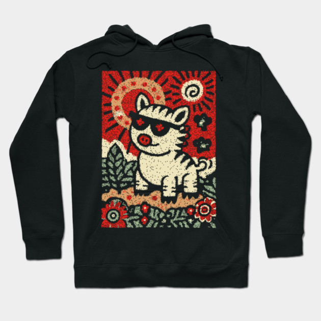 Punk Rock Pig | The Rebellious Farm Animal Hoodie by TuncGK