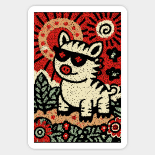 Punk Rock Pig | The Rebellious Farm Animal Magnet