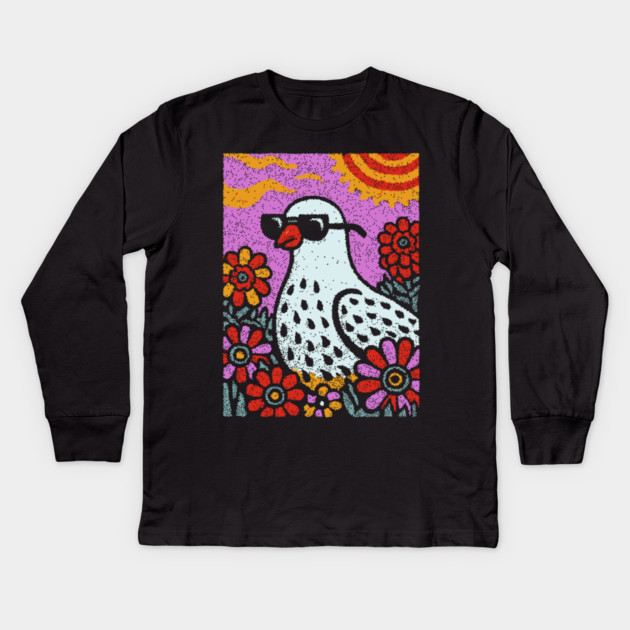 Pop Art Pigeon | The Urban Bird Graphic Kids Long Sleeve T-Shirt by TuncGK
