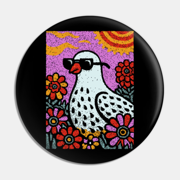 Pop Art Pigeon | The Urban Bird Graphic Pin by TuncGK