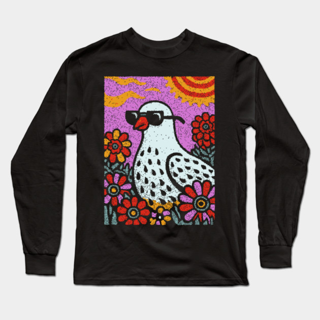 Pop Art Pigeon | The Urban Bird Graphic Long Sleeve T-Shirt by TuncGK