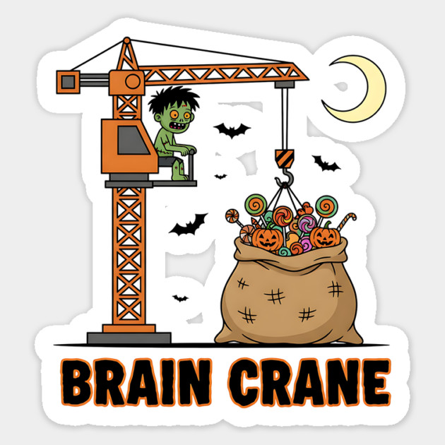 Brain Crane – Zombie Halloween Candy Lift Sticker by Designed By Marty