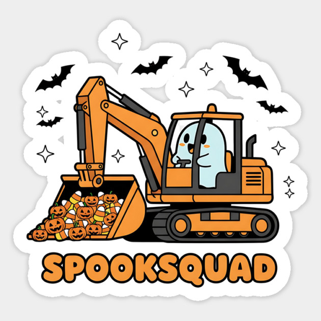 SpookSquad – Ghost Excavator Pumpkin Crew Magnet by Designed By Marty