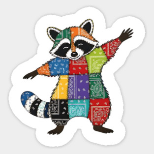 Cute Raccoon Bandana Patchwork design Magnet