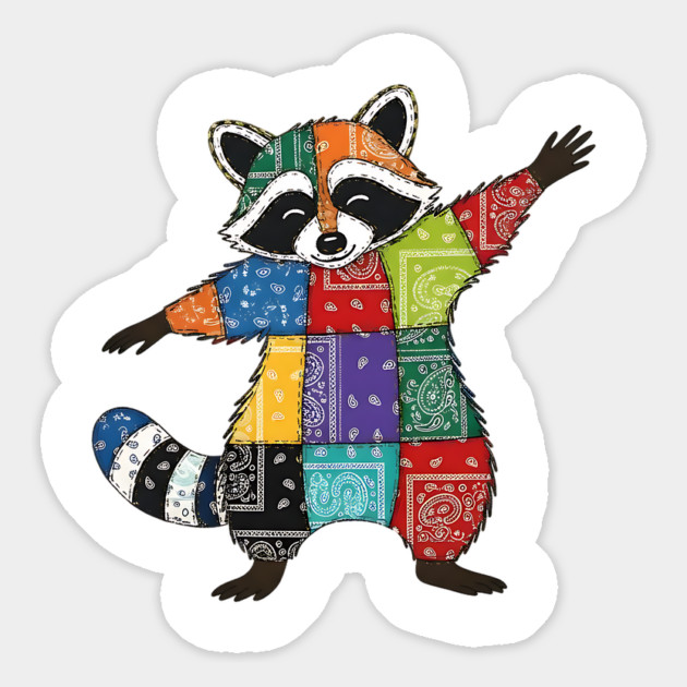 Cute Raccoon Bandana Patchwork design Magnet by Luxinda