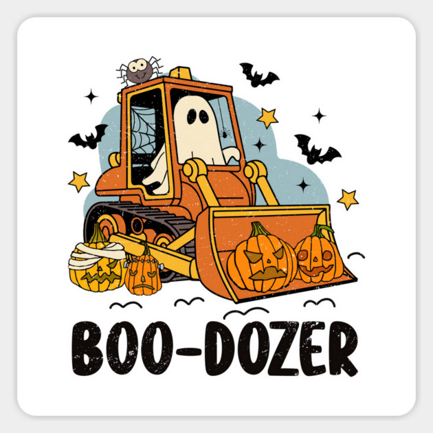 Boo-Dozer – Ghost Bulldozer Pumpkin Hauler Magnet by Designed By Marty
