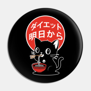 Diet Starts Tomorrow – Cute Japanese Cat with Ramen Pin