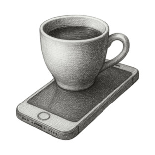 Coffee and mobile sketch art T-Shirt
