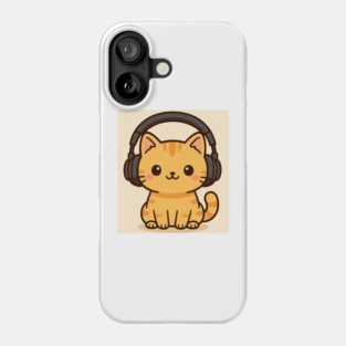 Kawaii Cat with Headphones | Cute Music Lover Podcast Design | Cute cat Phone Case