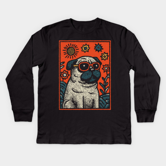 Dapper Pug | The Sophisticated Canine Kids Long Sleeve T-Shirt by TuncGK