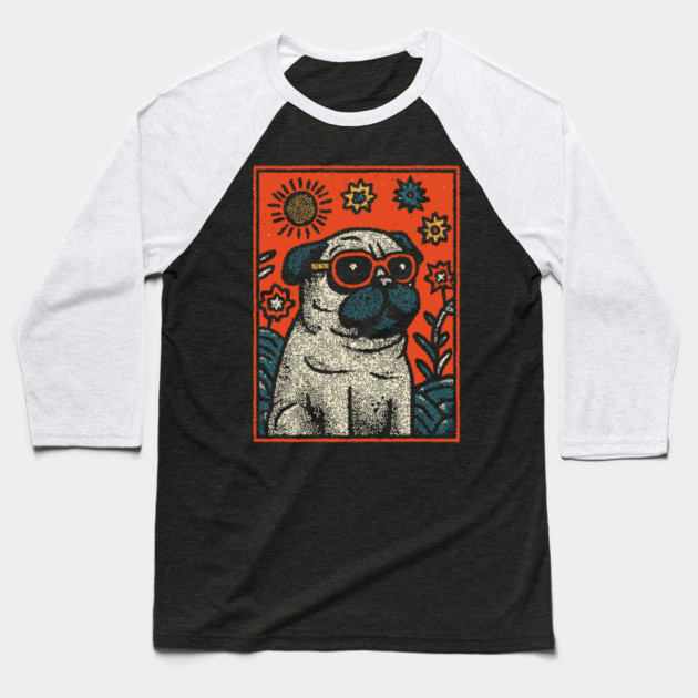 Dapper Pug | The Sophisticated Canine Baseball T-Shirt by TuncGK
