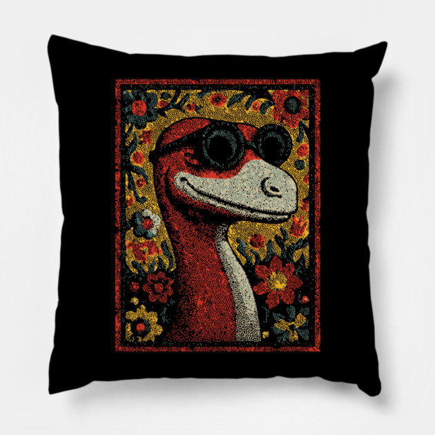 Whimsical Raptor | The Friendly Cretaceous Character Pillow by TuncGK