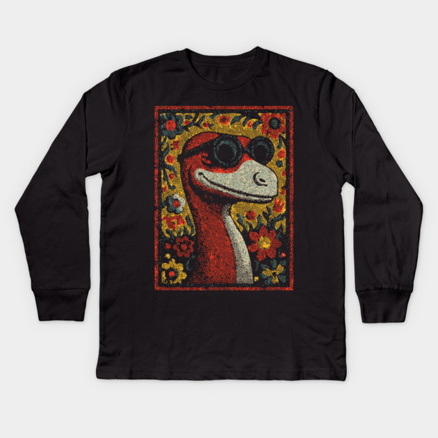 Whimsical Raptor | The Friendly Cretaceous Character Kids Long Sleeve T-Shirt by TuncGK