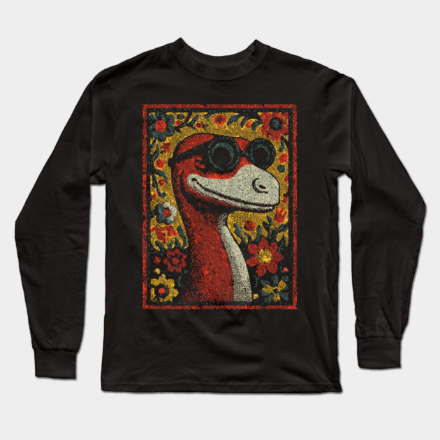Whimsical Raptor | The Friendly Cretaceous Character Long Sleeve T-Shirt by TuncGK