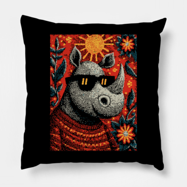 Cool Rhino | The Gentle Giant Graphic Pillow by TuncGK