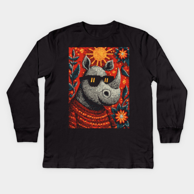 Cool Rhino | The Gentle Giant Graphic Kids Long Sleeve T-Shirt by TuncGK