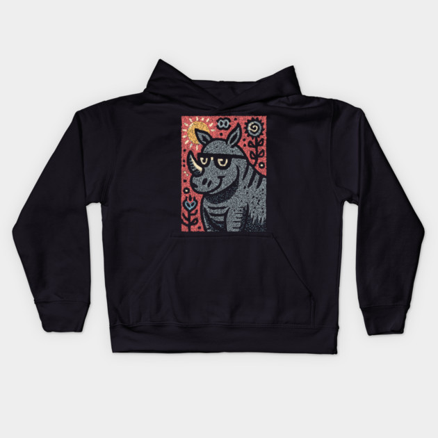 Pop Art Rhino | The Urban Safari Graphic Kids Hoodie by TuncGK