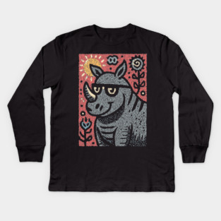 Pop Art Rhino | The Urban Safari Graphic Kids Long Sleeve T-Shirt