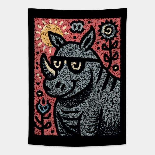 Pop Art Rhino | The Urban Safari Graphic Tapestry by TuncGK