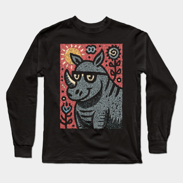 Pop Art Rhino | The Urban Safari Graphic Long Sleeve T-Shirt by TuncGK
