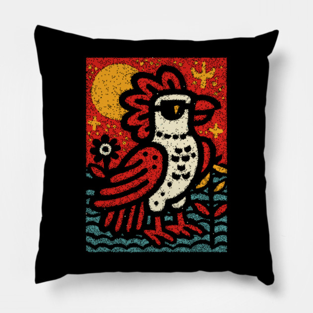 Folk Art Rooster | Year of the Rooster Graphic Pillow by TuncGK