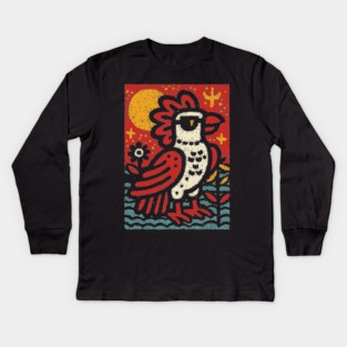 Folk Art Rooster | Year of the Rooster Graphic Kids Long Sleeve T-Shirt