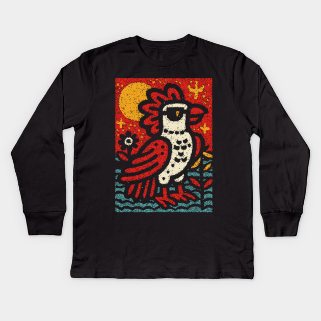 Folk Art Rooster | Year of the Rooster Graphic Kids Long Sleeve T-Shirt by TuncGK