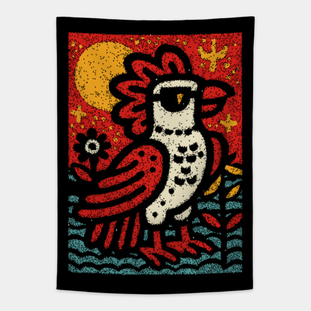 Folk Art Rooster | Year of the Rooster Graphic Tapestry by TuncGK