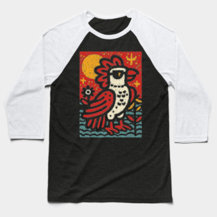 Folk Art Rooster | Year of the Rooster Graphic Baseball T-Shirt