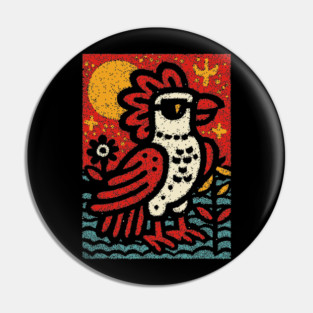 Folk Art Rooster | Year of the Rooster Graphic Pin