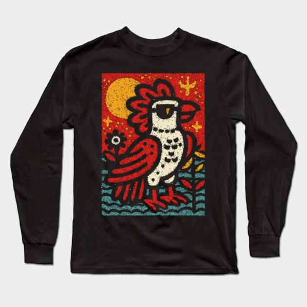 Folk Art Rooster | Year of the Rooster Graphic Long Sleeve T-Shirt by TuncGK