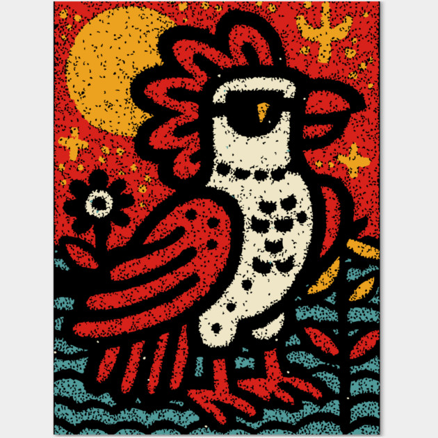 Folk Art Rooster | Year of the Rooster Graphic Wall Art by TuncGK