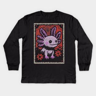 Aztec Axolotl | Xolotl Inspired Folk Art Kids Long Sleeve T-Shirt