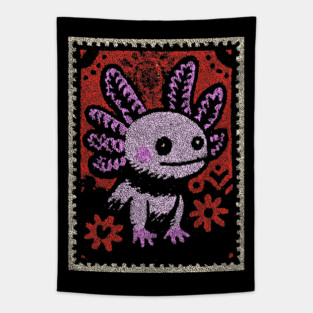 Aztec Axolotl | Xolotl Inspired Folk Art Tapestry