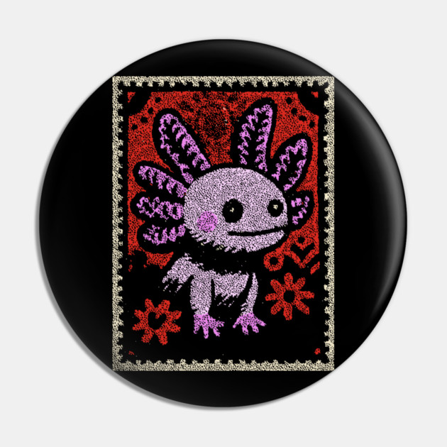 Aztec Axolotl | Xolotl Inspired Folk Art Pin by TuncGK