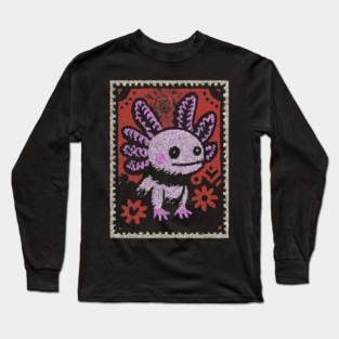 Aztec Axolotl | Xolotl Inspired Folk Art Long Sleeve T-Shirt