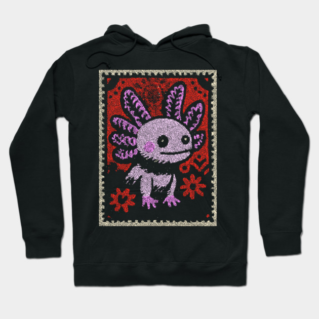 Aztec Axolotl | Xolotl Inspired Folk Art Hoodie by TuncGK