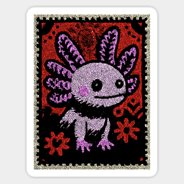 Aztec Axolotl | Xolotl Inspired Folk Art Magnet by TuncGK