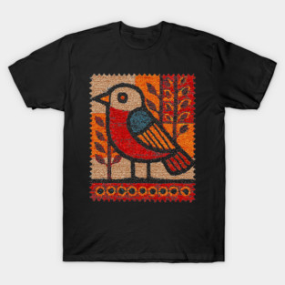 Vintage Bird Stamp | Experimental Design T-Shirt