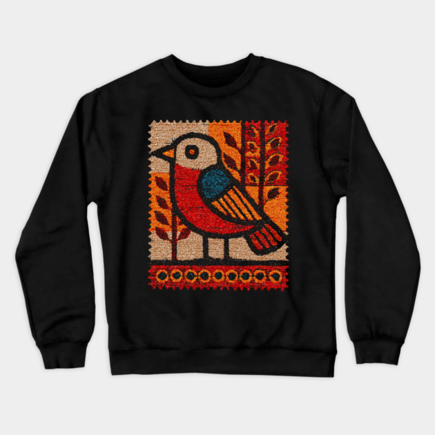Vintage Bird Stamp | Experimental Design Crewneck Sweatshirt by TuncGK