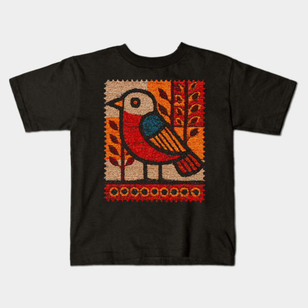 Vintage Bird Stamp | Experimental Design Kids T-Shirt by TuncGK