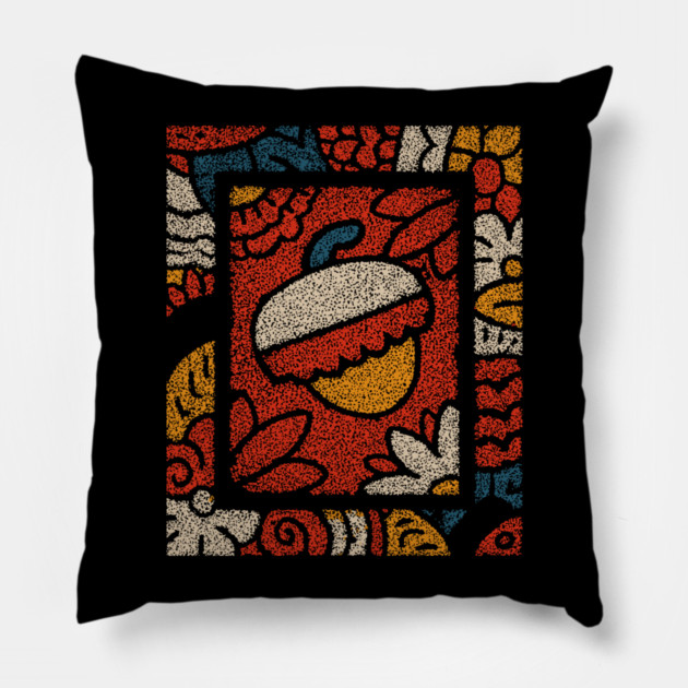 Autumn Window | A Framed Folk Art Composition Pillow by TuncGK