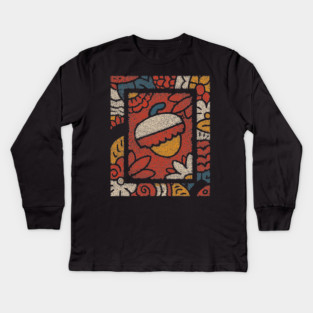 Autumn Window | A Framed Folk Art Composition Kids Long Sleeve T-Shirt